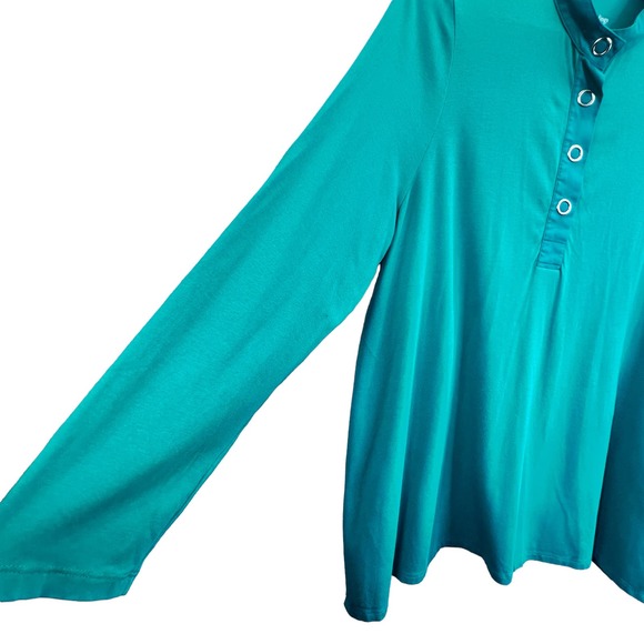 Soft Surroundings Tunic Top Teal Green Size 2X Plus Size Long Sleeve Blouse Top - Picture 6 of 8